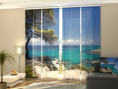Foto Schiebegardine "großartiges Griechenland" 4 Paneele 245x60 cm Gabardine Gardine