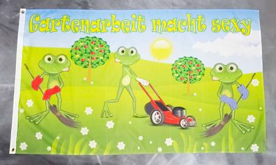 Fahne Flagge Frosch Frösche - Gartenarbeit macht sexy - 90 x 150 cm