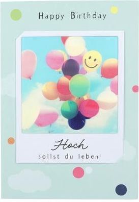 3D Polaroid Klappkarte - Happy Birthday Hoch sollst du leben!