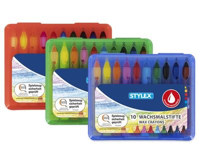 Stylex 28225 Wachsmalstifte wasservermalbar 10 Stück in 1 Box