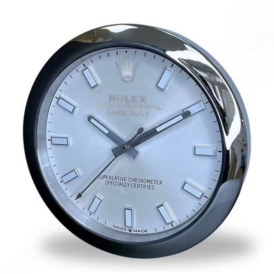 Wanduhr Rolex Datejust Grau Stahl Oyster Perpetual 34cm Moderne Luxusuhr