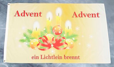 Fahne Flagge Weihnachten Advent Advent ein Lichtlein brennt - 90 x 150 cm