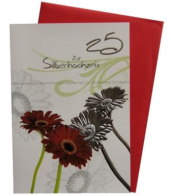 Glückwunschkarte zur Silberhochzeit mit Umschlag - 25 Zur Silberhochzeit