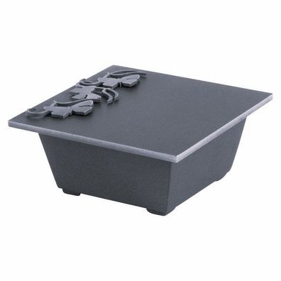 Weihwasserschale aschefarben mit Motiv aus Bronze Weihwasserschale Grab Weihbecken