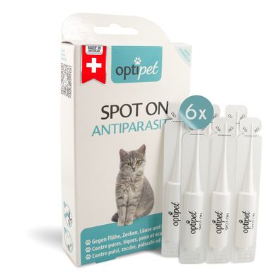 OptiPet 6x1ml Floh- und Zeckenschutz Spot-On Katze Schutz auch gegen Milben & Läuse