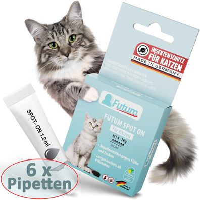 FUTUM 6x1,2ml Flohschutz und Zeckenschutz Spot-On für Katzen