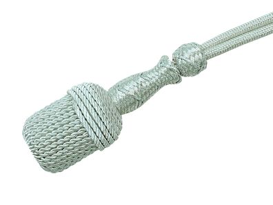 Silber Portepee mit Rundschnur Knot - kleine, runde Quaste