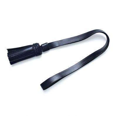 Schwarz Leder Portepee mit Fransen / Leather Sword Knot with Fringe