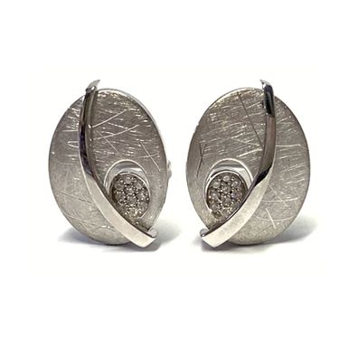 Ohrclips 925 Silber rhodiniert einfarbig matt Glanz Zirkonia Klips