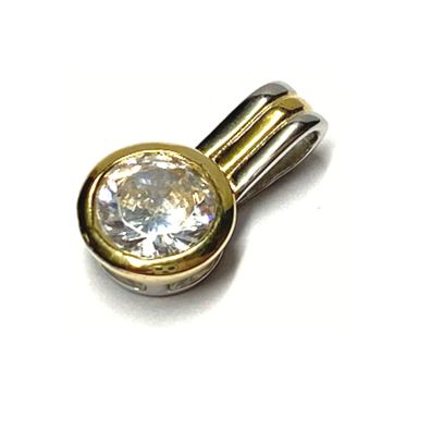 Anhänger 925/- Silber bicolor Zirkonia Kettengleiter Klassiker Solitär