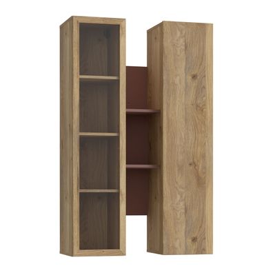 Hängevitrine Breathtaker BTHVH331-M703 Vitrinenschrank Terrakotta / Mauvella Eiche