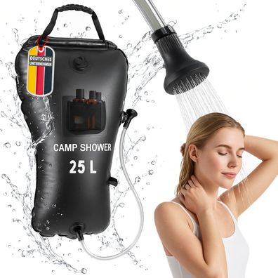 Coemo Campingdusche 25L – Hängedusche, Solardusche für Camping & Outdoor