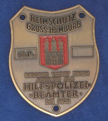 Polizeimarke Heimschutz Hamburg aus 1930