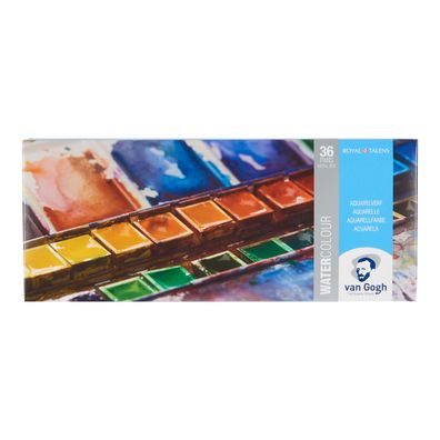 Van Gogh Aquarell-Set im Metallkasten mit 36 Farben in halbe Näpfchen + 1 Pinsel