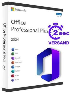 Microsoft Office 2024 Professional Plus | Pro | Vollversion | 1PC | Kein Abo | Key