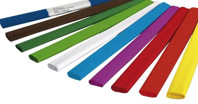 Krepppapier / Feinkrepp 10 Rollen in Einzelfarben, 50 x 250 cm