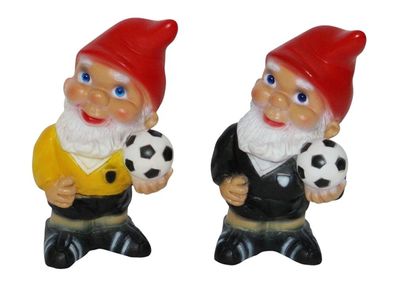 Gartenzwerge Fußballer und Schiedsrichter klein 2-er Satz Höhe 17 cm Gartenfiguren