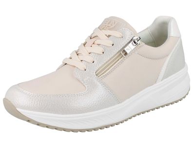 Waldläufer Gonamic H-Mara Damen Schnürschuhe Sneaker Halbschuhe beige Glattleder