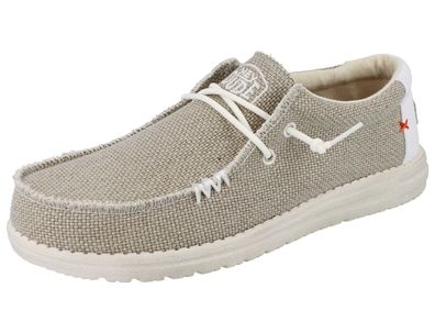 HEY DUDE Wally Herren Schlupfsneaker Slipper Halbschuhe beige off white Textil Leicht