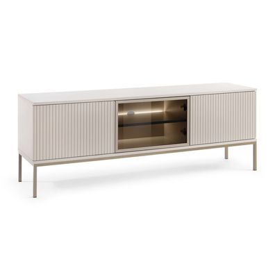 Selsey Tosena - TV-Schrank 3-türig mit LED-Beleuchtung, Greige, 154 cm