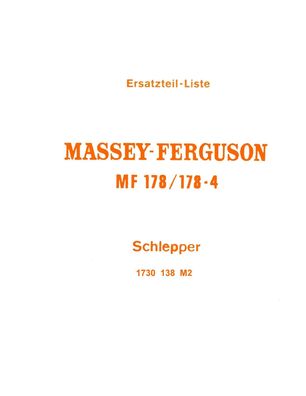 Ersatzteilliste für den Massey Ferguson Schleper MF 178 und MF 178-4