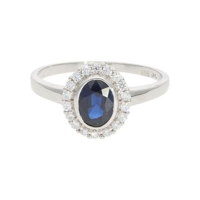 JuwelmaLux Ring 585/000 Weißgold, Brillanten 0,175 Carat, Saphir, JL10-07-0101