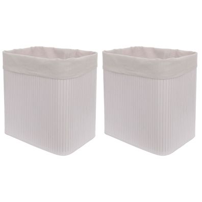 2er-Set Aufbewahrungskorb HWC-C21, Aufbewahrungsbox Ordnungsbox, Bambus 33x33x23cm