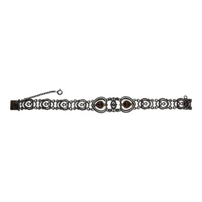 JuwelmaLux Trachten Armband 925/000 Silber geschwärzt, vergoldet, Granat