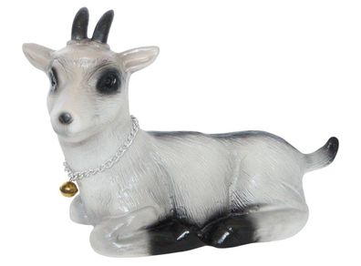 Gartenfigur Ziegenbock liegend Deko Tierfigur aus Kunststofff Länge 33 cm