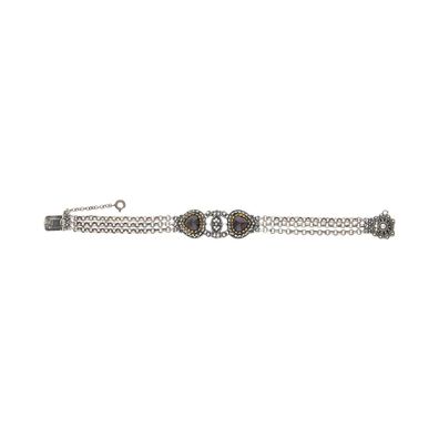 JuwelmaLux Trachten Armband 925/000 Silber geschwärzt, vergoldet, Granat JL30-03-4790