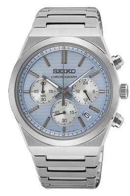 Seiko Herrenuhr Chronograph Edelstahl/Hellblau SSB459P1