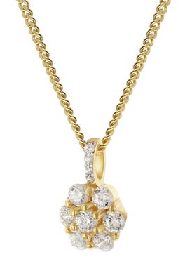 GLIZZ Schmuck Anhänger Gold 333 Zirkonia-Blüte an vergolder Silberkette GL8316