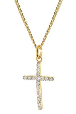 GLIZZ Schmuck Kreuz-Anhänger Gold 333 mit Zirkonia an vergolder Silberkette GL8317