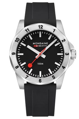 Mondaine Herren-Armbanduhr Numeri Quarz Schwarz 42 mm MSN.42120. RB