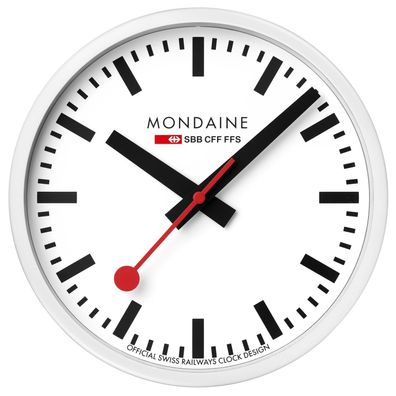 Mondaine Wanduhr Quarz 25 cm Weiß A990. CLOCK.10SBB