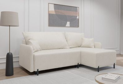 Ecksofa mit Schlaffunktion Malmo Bettkasten Bouclé-Stoff