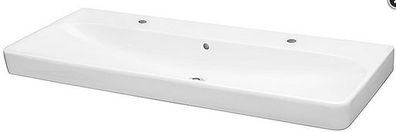 Geberit M100 E-Waschtisch 1200x480mm weiß eckige Form 2 Hahnlöcher