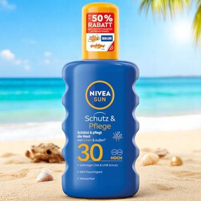 NIVEA SUN Sonnencreme Spray Schutz & Pflege Sonnenspray LSF 30 200ml € 84,45/L