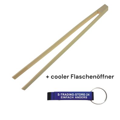 Zange Holz Grill lang 40cm Grill Besteck Camping BBQ Party Garten Küche Fleisch