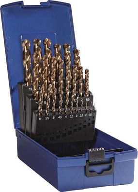 Spiralbohrersatz DIN338 Typ VA D.1-13x0,5mm HSS-Co5 dampf.25tlg. Ku.-Kass. Tecwerk