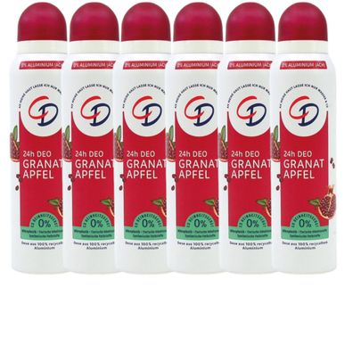 Deo Spray Damen Frauen CD Granatapfel ohne Aluminium 6x 150ml (€ 26,54 / L)