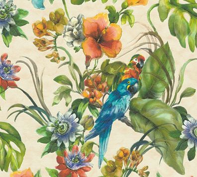 A.S. Création Florale Tapete Bunt, lau, rün, range