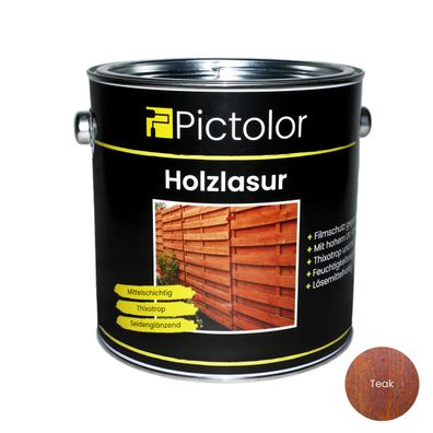 Pictolor® Holzlasur Mittelschichtlasur 2,5 Liter Teak