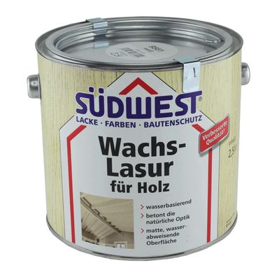 Südwest Wachs-Lasur Holzlasur 2,5 Liter Kalkweiß