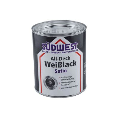 Südwest All-Deck Weißlack Satin seidenglänzend 0,75 Liter