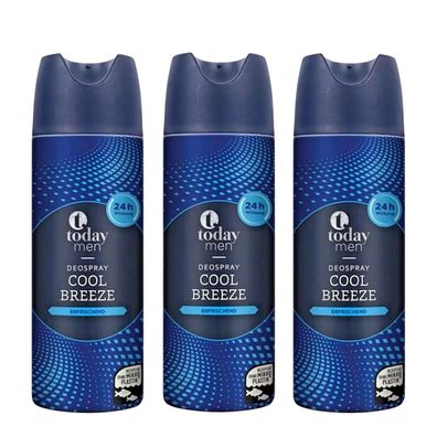 Deo Spray Herren Männer Today MEN Cool Breeze 24h 3x 200ml Pack (EUR 24,82 / L)