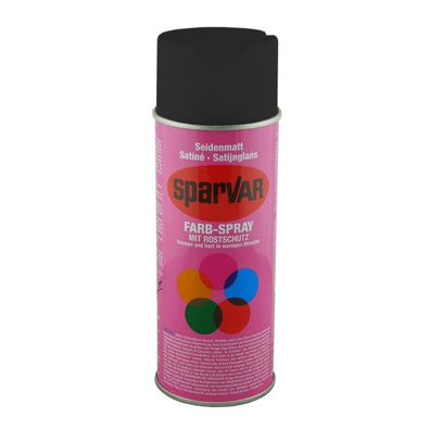 Sparvar Farb-Spray mit Rostschutz Seidenmatt RAL 9005 - Tiefschwarz