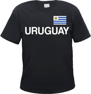 Uruguay Herren T-Shirt - Blockschrift mit Flagge - Tee Shirt Montevideo Republik
