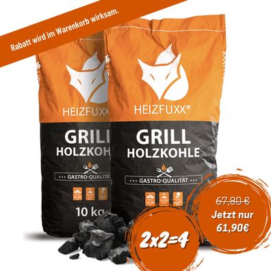 Heizfuxx Grillholzkohle » Gastro-Qualität « 10kg x 2 Sack 20kg