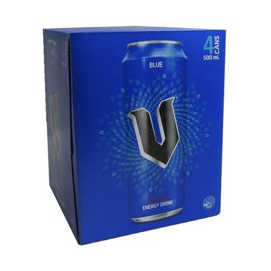V Blue Guarana Energy Drink - Australian Import 4x500 ml